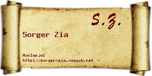 Sorger Zia névjegykártya